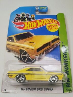1974 Brazilian Dodge Charger Hot Wheels HW Workshop 2014 Yellow Diecast